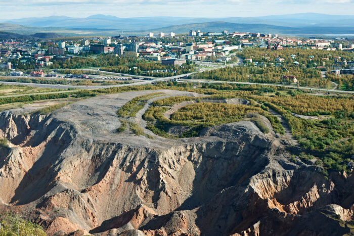 Vy från Kiirunavaara mot Kiruna