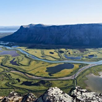 Dagens gröna 27 augusti – Rapadalens delta från fjället Skjerfe